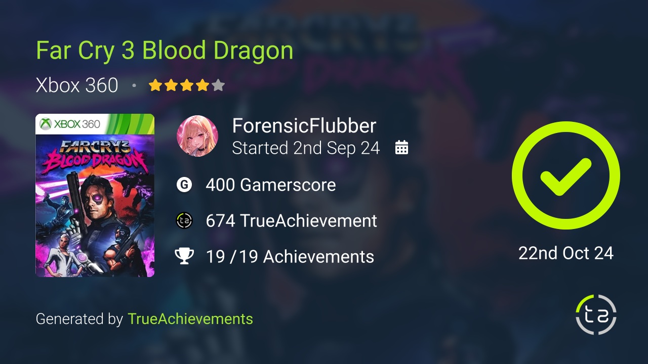 Far Cry 3 Blood Dragon achievement summary